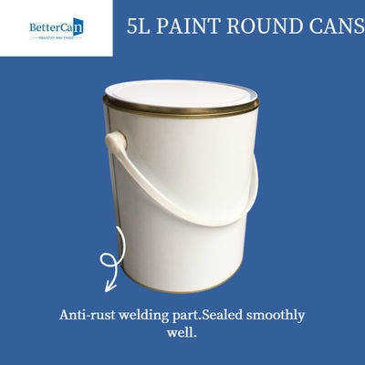 Buy 5L Empty Paint Tins Round Metal Cans For Packaging ISO9001 online manufacture