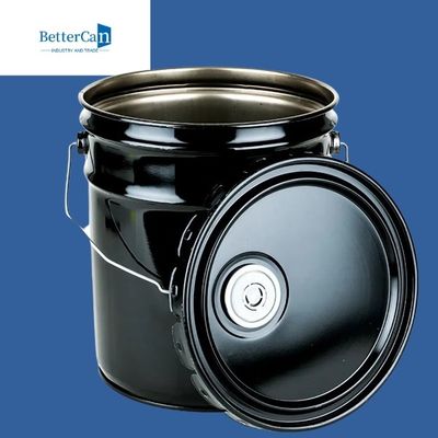 Buy 0.32mm-0.43mm Metal Paint Pail    20l Black Bucket With Lid online manufacture