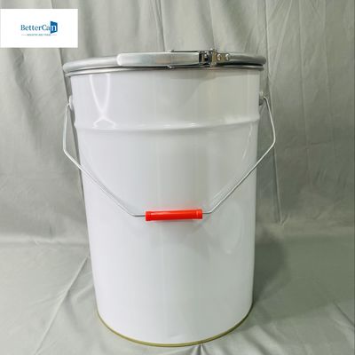 Buy 5 Gallon Tin Bucket With Lock Ring White Coated Printing CMYK 20 Liter OEM Package online manufacture