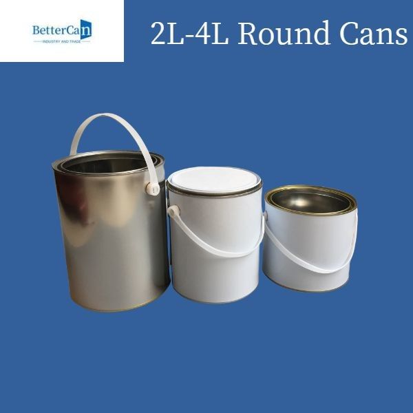 3 Liter / 5 Liter Paint Tin Cans Round Metal Tin Can For Chemical