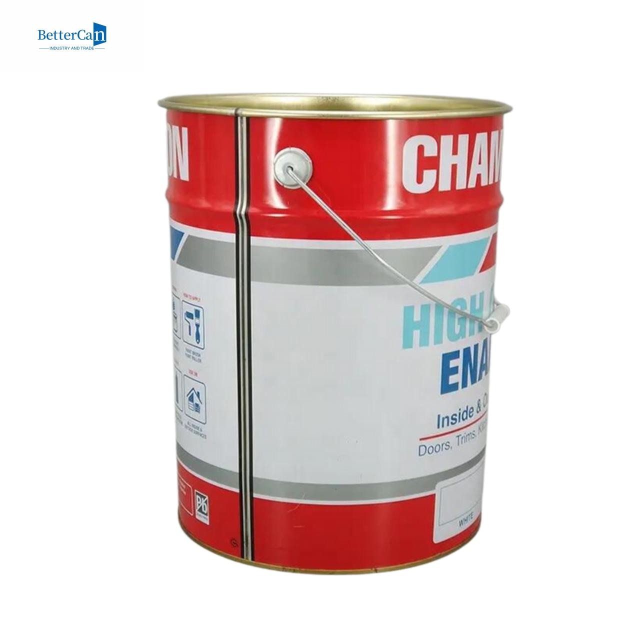 White 20L Metal Paint Bucket 5 Gallon Metal Tin Pail With Lock Ring