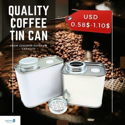 9Oz Metal Coffee Bean Tin Rust Resistant Square Tea Tin Cans