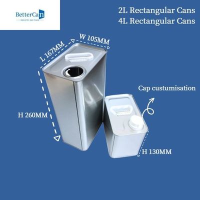 Empty Industrial Paint Tins 4 Litre Rectangular Tin Containers