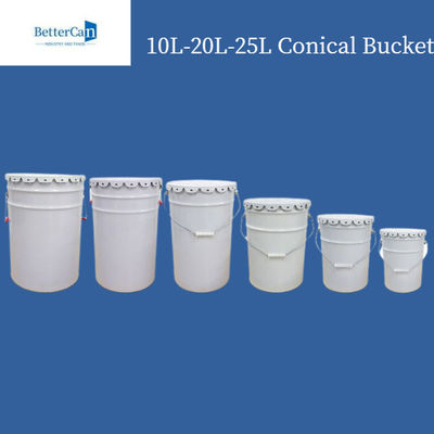 White 20L Pail Bucket , Stackable 20 Liter Steel Drum With Steel Handle