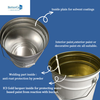 White 20L Pail Bucket , Stackable 20 Liter Steel Drum With Steel Handle