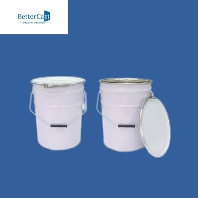 White 5 Gallon Steel Bucket , Recycling Old Paint Tins For Packing Marine Coating