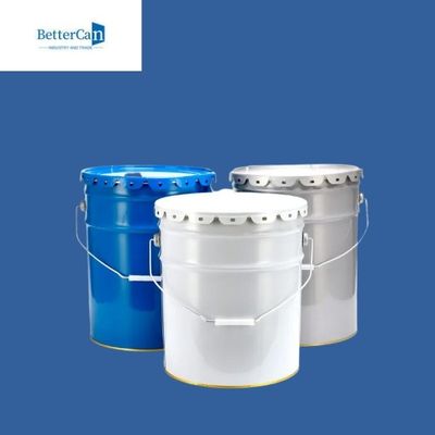 White 5 Gallon Steel Bucket , Recycling Old Paint Tins For Packing Marine Coating