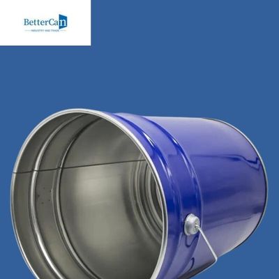 Blue 5 Gallon Metal Paint Bucket , Round Metal Pail With Handle