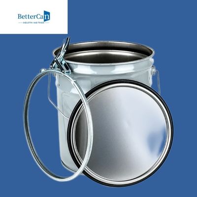 Metal Exterior Paint Can , Empty 5 Gallon Steel Pail With Lid