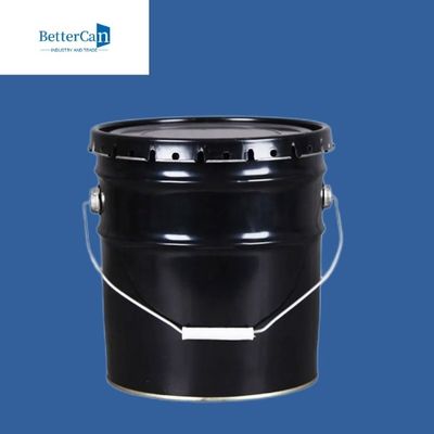 Chemical Oil 5 Gallon Metal Buckets 20 Liter Black Bucket With Handle