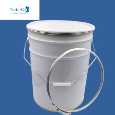 Welding Coating White Paint Bucket , 5 Metal Bucket With Iron Lock Ring