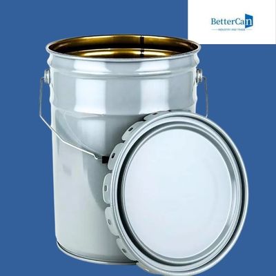 Custom 20L Metal Paint Bucket Chemical Exterior Paint Can With Flower Lug Lid