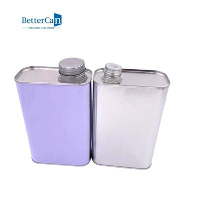 1 Liter Square Tin Can 26mm Painting Tin Cans Easily Open For Engine Oil