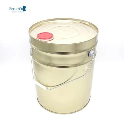 Gold Empty 5 Gallon Buckets , Round 20L Tin Bucket Pail