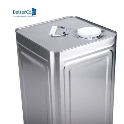 Empty Silver Paint Cans 18L 20L Square Metal Buckets 0.28mm-0.35mm Gauge