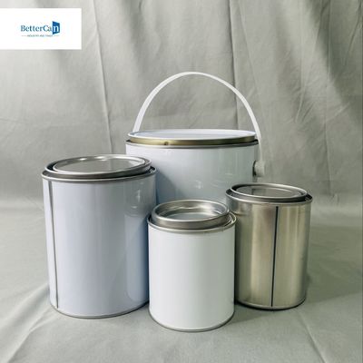 4Liter  Round Tin Bucket Wood Coating Package 1 Gallon OEM Empty Paint Tins