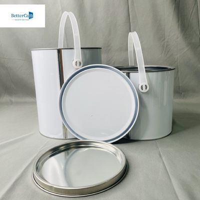 1 Gallon White Paint Tin Cans Round Container 4 Liter Package Metal Cans