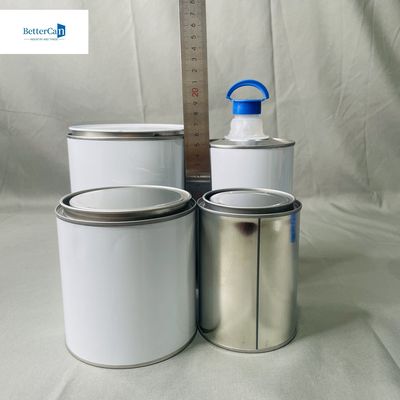 0.28mm Thickness White Round Paint Tin Cans With Triple Tight Cover 1 Liter Square Empty Tin Can