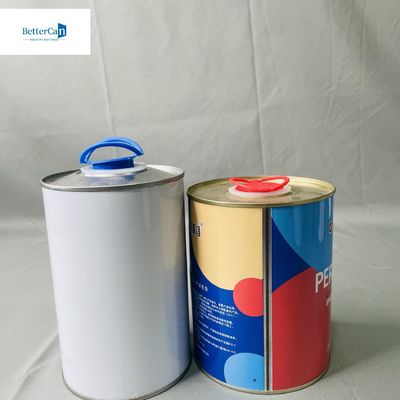 Air Tight 1 Liter Paint Tin Cans With Plastic Cap small CMYK Printing