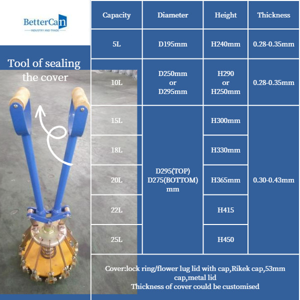 Metal 20L White Bucket , 5 Gallon Metal Bucket With Locking Lid